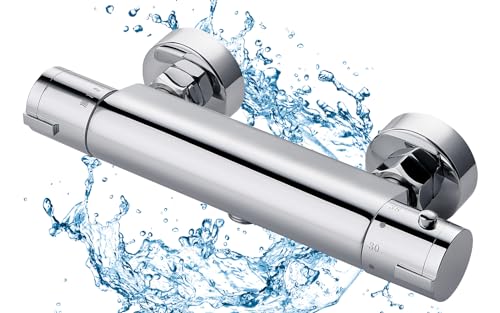 BONADE Duscharmatur mit Thermostat, Aufputz Mischbatterie Dusche mit 38°C Sicherheitstaste, Chrom Thermostatisches...