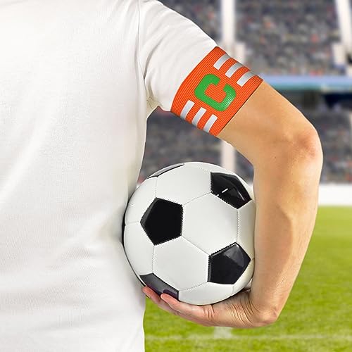 FUNAUPGO Sports Captain C Arm Band for Team Training, Unisex Elastic Soccer Captain Armband Adjustable Outdoor Football Player Captain's ArmBands for Adult (Orange) - Thumbnail 7