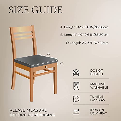 Image of SearchI Stretch Dining Chair Seat Covers Set of 4, Soft Removable Washable Seat Covers for Dining Chairs, Dining Room Seat Cover Protector (Rear-Covered, Check Jacquard Grey)