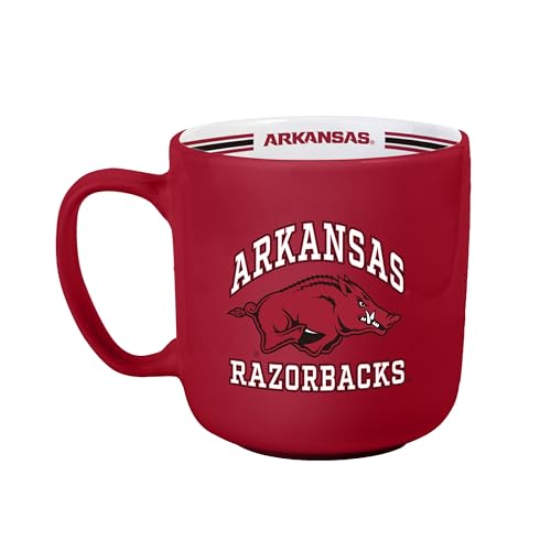 Image of Logo Brands NCAA Arkansas Razorbacks 15 oz Stripe Coffee Mug - Vintage Team Logo, Inside Print & Stripes, Microwave & Dishwasher Safe- Great Gift For Fans & Alumni