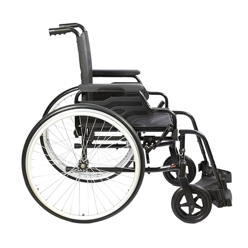 Image of 3000 Self-Propelled /Attendant Steel Wheelchair for Elderly & Patients | 8 inch PU Castors and 24 inch Rear Wheels with PU tires | Weight Capacity 125 kg | Lightweight Foldable Design | Seat Size 16 inch