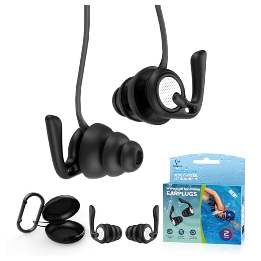 Tapones de oído para natación, 2 pares de silicona reutilizables e impermeables con cordón y estuche, para piscina, ducha, baño, surf y otros deportes acuáticos, ajuste cómodo para adultos y niños 8+