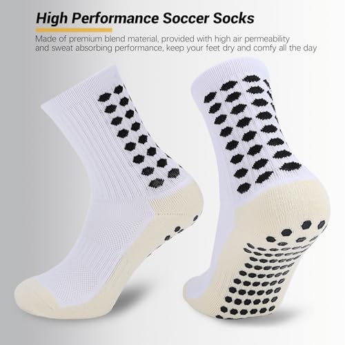 Ultrafun 3/5 Pairs Soccer Socks with Grip Pads Non Slip Football Basketball Sports Socks for Men Women4
