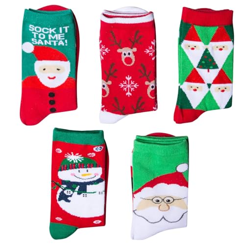 Image of Chalier Womens Funny Socks Cozy Cute Printed Patterned Fun Sock Novelty Cat Dog Socks for Women, White Red
