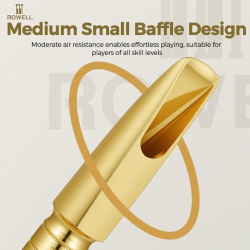 Image of ROWELL Metal Tenor Sax Mouthpiece Medium Baffle 2.54mm Tip Opening for Classical Jazz Rock