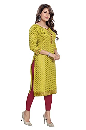 Image of DARIKA Colour Kalamkari Print Kurti for Women in Pine Cotton Plus Size & Small Size.