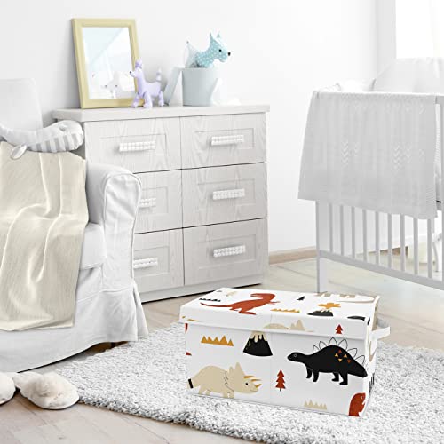 Sweet Jojo Designs Mod Dino Boy Girl Small Fabric Toy Bin Storage Box Chest Baby Nursery Kid Room - Orange Tan Rust Taupe Mustard Yellow Beige Brown Black Modern Dinosaur Boho Dinosaurs Gender Neutral #TOP1