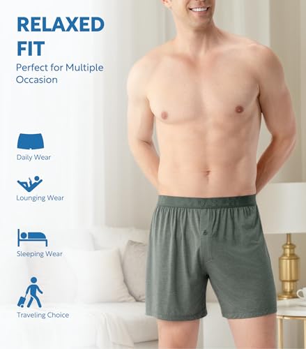 Image of DAVID ARCHY Mens Boxers Soft Rayon Made from Bamboo Boxers for Men Pack Loose Underwear Cooling Mens Boxer Shorts
