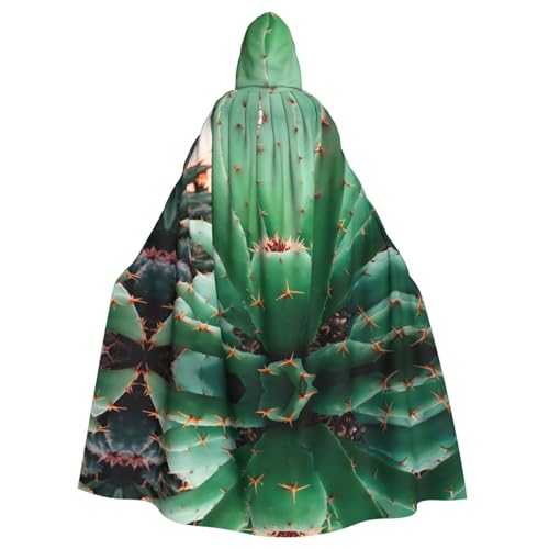 Cape longue à capuche adulte motif cactus agave pour déguisement d'Halloween
