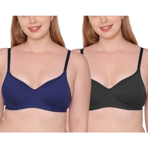 Image of Tweens - Medium Padded Cotton Rich Bra - Full Coverage, Seamless, Multiway Straps, Wirefree Everyday T-Shirt Bra (Pack of 2)