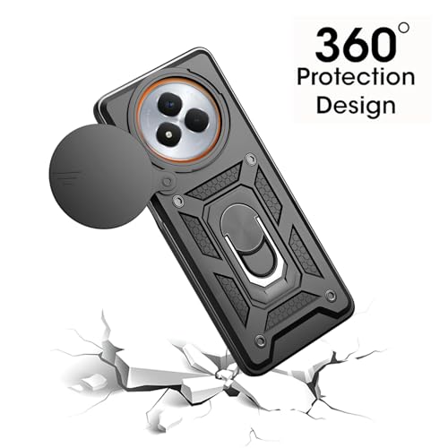 Image of Tough Armor Bumper Back Cover Case for Realme Narzo 80 Pro 5G | Sliding Camera Cover, Kickstand & Ring Holder 360 Degree Protection Back Cover Case for Realme Narzo 80 Pro 5G - Black