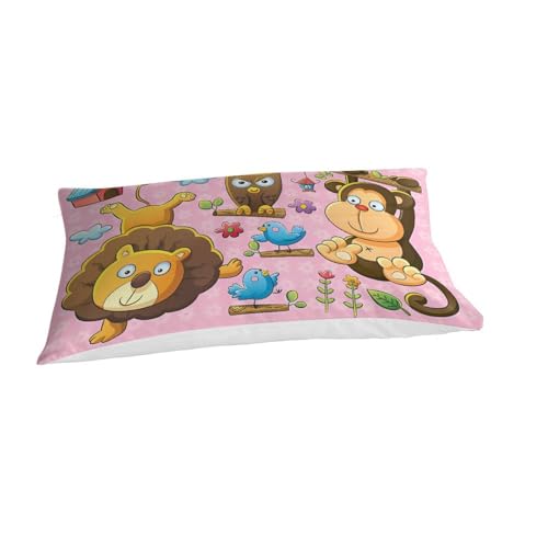 Housse de couette orang-outan et lion 135x200cm en microfibre pour lit simple
