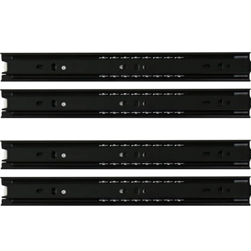 DORIS ドリス スライドレール 3段 パーツ D.I.Y 引き出し レール 200mm 240mm 290mm 340mm レールのみ ロック付き 4本2ペアセット スムーズ 工具 3段 ブラック スチール 290mm 【18052】