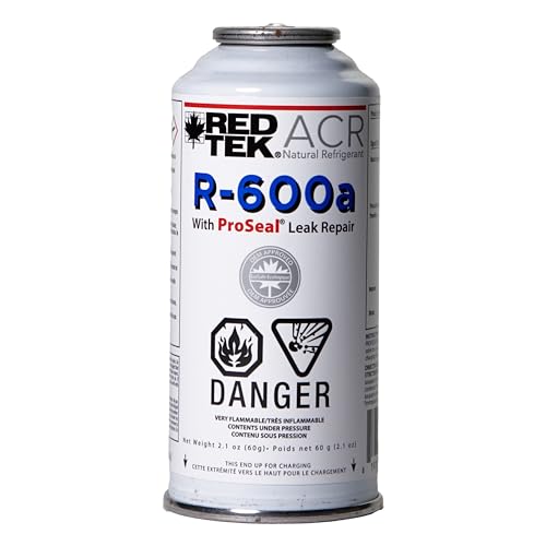 RED TEK R-600a with ProSeal Leak Repair 60g Self Sealing Can for HVAC and Appliance Use