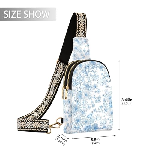 Bolso bandolera pequeño azul y blanco para mujer miniatura 2