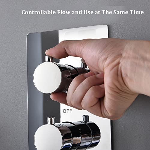 (Use All Options Once) 3-Way Brass Thermostatic Shower Valve Kit, Homedec Shower Diverter Flow Control Replacement Valve For Shower System (Concealed Vertical Installation, Chrome) #TOP7