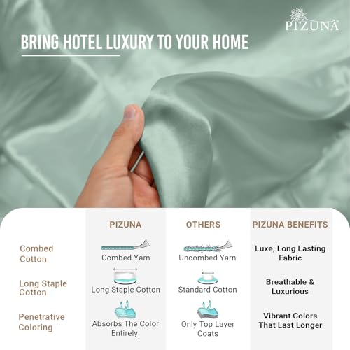 Image of Pizuna 100% Cotton Bedsheet Super King Size Sea Foam, 800 Thread Count Long Staple Combed Cotton Flat Bedsheets 108x108 Inches with 4 Pillow Covers, Bed Sheet for Super King Size Bed
