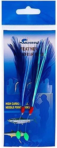 Rock Cod Feather Rigs 4/0 Size, 10 Pcs, Blue/White for Bottom and Deep Sea Fishing, Ideal for Rock Cod, Lingcod, and Other Groundfish