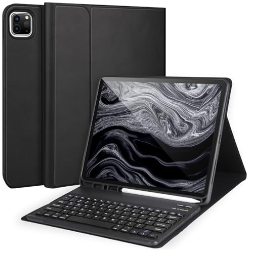 iPad Air 13 2024 M2/Pro 12.9�C���` ��6/5����p�L�[�{�[�h�P�[�X�A�y���V���z���_�[�t�� ���O���\��Bluetooth (�u���b�N)