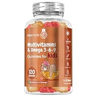 Multivitamin for Kids - 120 Gummies - 2 Months Supply - with Omega 3-6-9 - Gluten-Free Kids Vitamins - 17 Ingredients Like Vitamin D, A, C, B12, B6, E & Zinc - Natural Raspberry & Orange Flavours