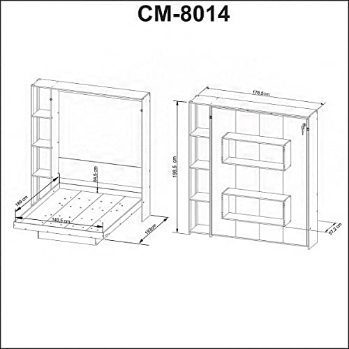 Cama De Casal Articulável Multifuncional Vertical com Nichos Cor: Amêndoa