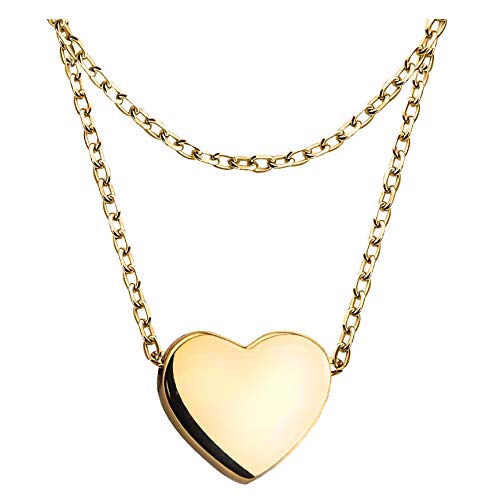 Sofia Milani - Collier pour Femmes en Argent 925 - Plaqué Or - Chaîne de Couches - avec Pendentif en Forme de Cœur - 50285