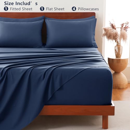 Image of CozyLux 6-Piece Cal King Sheet Set, Fits 18-21 Inch Mattresses, Oeko-TEX