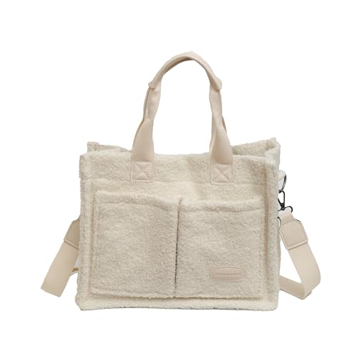 Image of Cherry Tote Bag for Women Canvas Patched Purse Cute Shoulder Bag Multi-Pocket Satchel Handbag for work travel