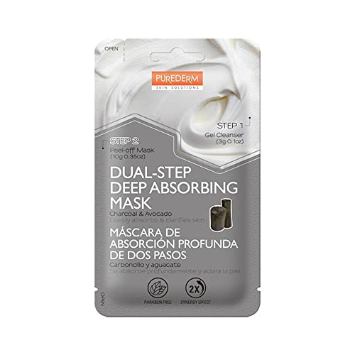 PUREDERM DUAL-STEP Deep Absorbing Facial Peel-Off Mask Pore Treatment"CHARCOAL&AVOCADO" (5 packs)