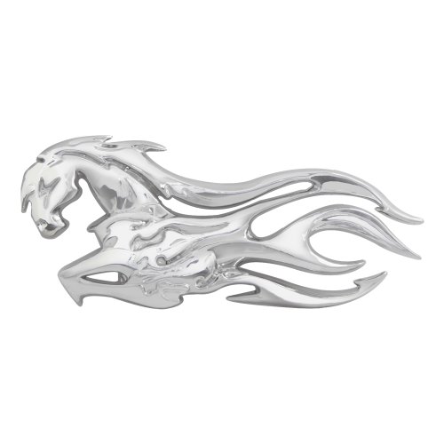 Image of Grand General 90191 Chrome Plastic 'Flamed Horse' Mud Flap Cut-Out Accent