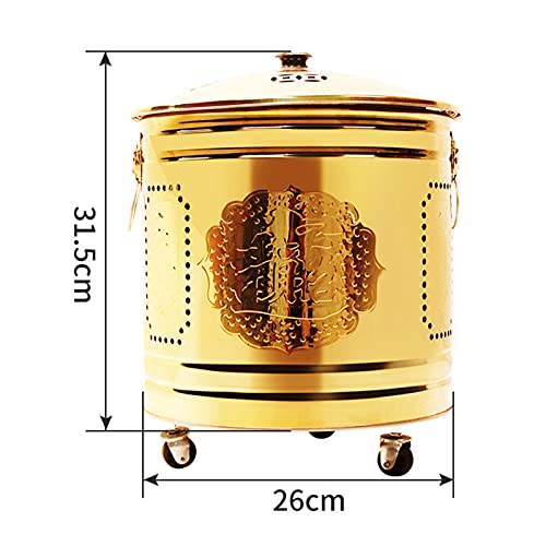 Edelstahl- Brennfass, Große Verbrennungsanlage, Mit Innentank, 360°- Universalrad, Zum Verbrennen Von Müll, Papier, Blättern, Mehrere Größen (Titangold 31, 5 X 26 cm)-3