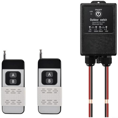 TONIXY Télécommande d'extérieur étanche sans fil avec interrupteur relais DC 8-80 V 30 A IP65 étanche longue portée 1000 m (B)