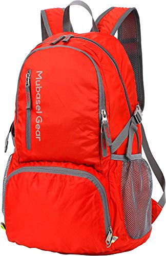 Mubasel Gear Backpack - Lightweight Backpacks for Travel Hiking - Daypack for Women Men (Red)
