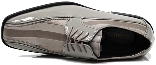 Image of BMY Men's Striped Satin Matching Patent Upper Oxfords Formal Dress Shoes