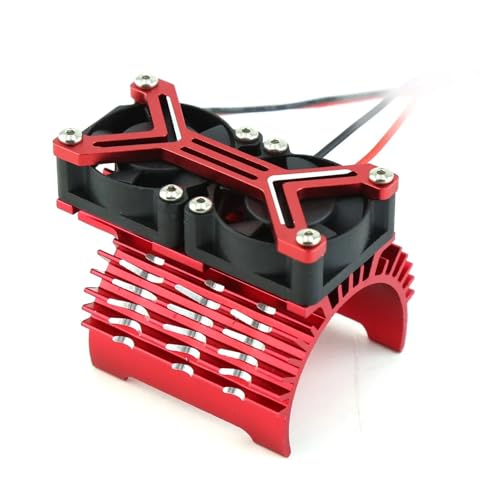 RC Upgrade Accessories for Arrma for Traxxas 1/7 1/8 4068 4074 4082 4268 4274 RC Car Motor Heatsink Dual 20000rpmCooling Fan 40-42mm Motor Upgrade RC Car Parts(Red)