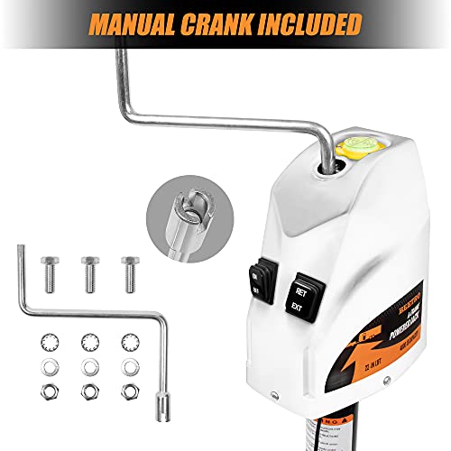 Image of BEETRO 4000 lbs Power Tongue Jack, Heavy Duty Electric Trailer Jack for A-Frame Travel, Cargo, and Utility Trailers or 5th Wheel RVs, 22 inch Lift, 12V DC, White