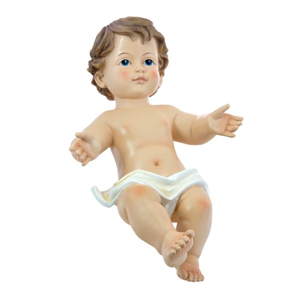 Niño Jesús figura religiosa 35 cm. imagen resina sábana blanca