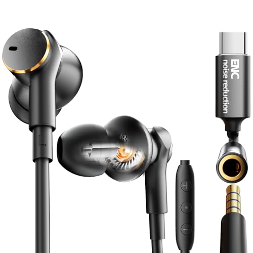Wired Active Call Noise Cancelling Earbuds (Dynamic & Balanced Armature)-Deep Rich Bass Hi-Fi Stereo In Ear Headphones,Balanced Super Bass Mids Highs Wired Earphone with Mic Noise Reduction(black)