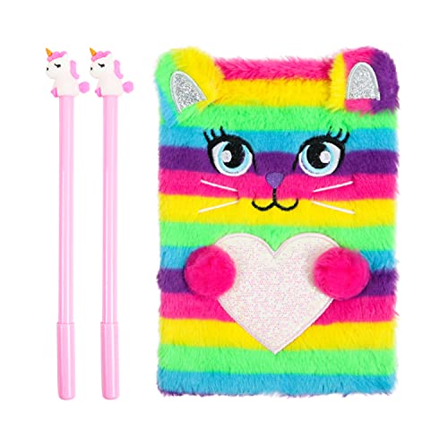 Cat Diary for Girls with Unicorn Pen, Cute Cat Journal Diary Kids and Girls Gift Set Notebook Set,164 Pages Primary Junior High School Travel Notebook for Girls Kids Students 3 4 5 6 7 8 Year Old