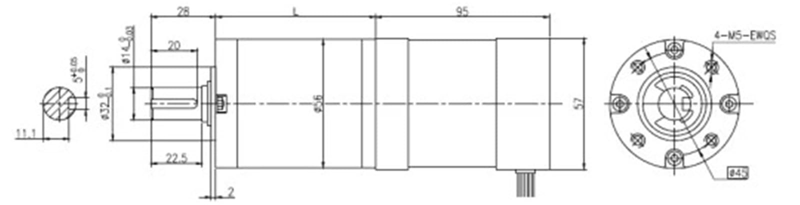 1pc Brushless DC Gear Motor 56mm Control Motor Reduction Ratio