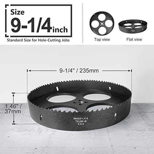 Image of 9-1 /4 Inch Hole Saw with 1 /2 inch Hex Shank Quick Change Arbor, JTemgle Bi-Metal Hole Saw Heavy Duty Hole Cutting Tool for Cornhole Boards, Recessed Lights, Wood, Plastic, Drywall & Soft Metal