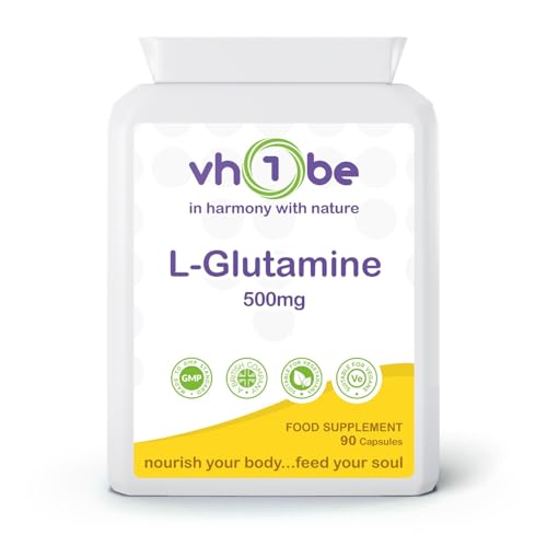 L-Glutamine Supplement 500mg – 90 Capsules | Vegan Friendly | Supports Muscle Recovery & Gut Health | Non-GMO, Vegan-Friendly by vh1be