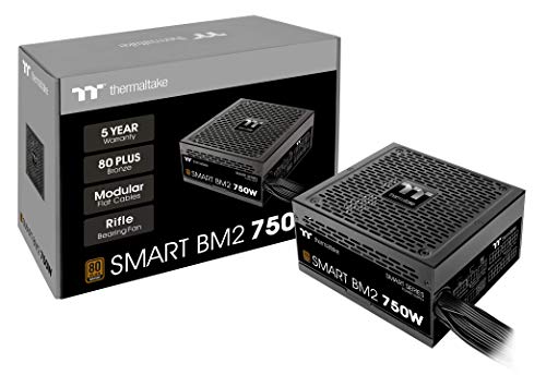 Thermaltake Smart BM2 750W 80+ Bronze Intel Skylake’s C6/C7 States & ErP Ready 140mm Quiet Fan Japanese Capacitor Semi Modular Power Supply 5 Year Warranty PS-SPD-0750MNFABU-1