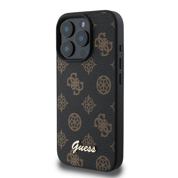 CG MOBILE Guess GUHMP16LPGPYSK Case for iPhone 16 Pro 6.3 Inch Black Hard Case Peony Script - Image 2