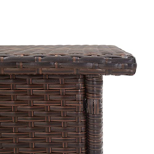 vidaXL Weather-Resistant Rustic Tea Table - Durable Outdoor Garden Patio Coffee End Couch Table in Brown Poly Rattan - Image 3
