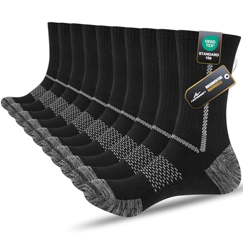 Niorasen Socken Herren, Gepolstert Atmungsaktive Wandersocken Sportsocken, Baumwolle Crew Tennissocken Arbeitssocken Laufsocken 5 Paar Niorasen Socken Herren, Gepolstert Atmungsaktive Wandersocken Sportsocken, Baumwolle Crew Tennissocken Arbeitssocken Laufsocken 5 Paar