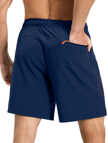 Image of Men's Running Athletic Shorts 7 Inch Quick Dry Lightweight Workout Gym Tennis Shorts 3 Zipper Pockets