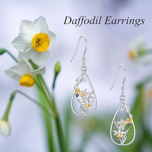 Boucles d'oreilles jonquilles pendantes argent 925 pour femme et fille - 4