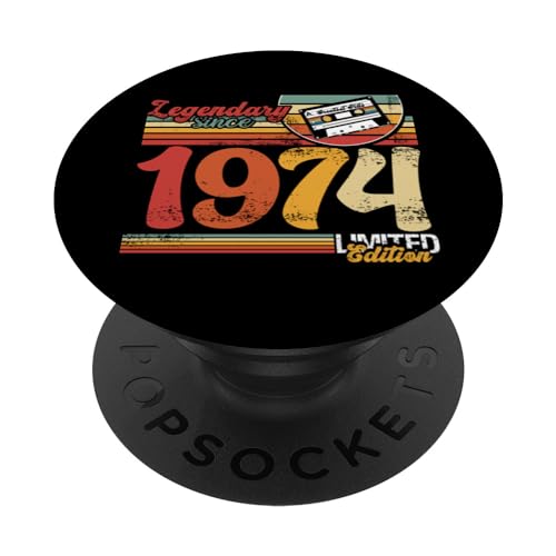 Vintage 1974 Legendario desde 1974 Casete de cumpleaños PopSockets PopGrip Intercambiable