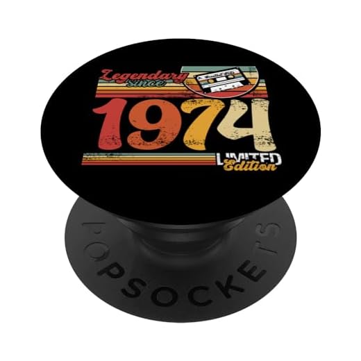 Vintage 1974 Legendario desde 1974 Casete de cumpleaños PopSockets PopGrip Intercambiable